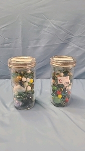 2 Bernard Jars Filled w/1980's Marbles