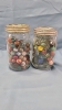 2 Jars of pre 1950's Marbles -5" High - 2