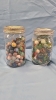 2 Jars of pre 1950's Marbles -5" High - 3