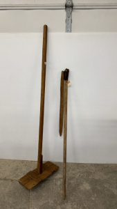 Wooden Grain Pusher and Grain Flail