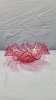 Fluted Cranberry Glass Candy Dish & Glass Light Shade - 3