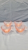 Pink Depression Glass Butter Dish and 4 Cups - 4