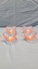 Pink Depression Glass Butter Dish and 4 Cups - 6