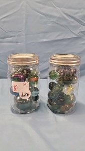 2 Jars of Large Marbles -5" High