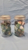 2 Jars of Large Marbles -5" High - 3
