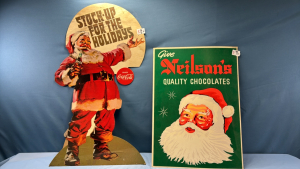 Neilson's and Coke Santa Claus Stand-Up Cardboard Signs