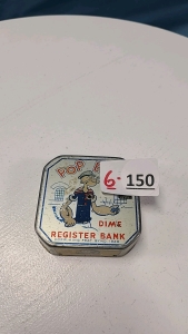 Popeye Tin Dime Register Bank