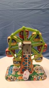 Tin and Plastic Wind-Up Ferris Wheel by Yone