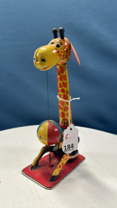 Ball-Playing Giraffe Tin Wind-Up Toy by T.P.S