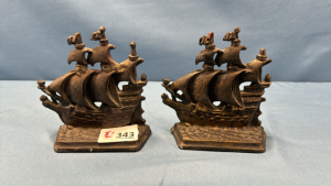 Pair of Galleon Cast Iron Book Ends