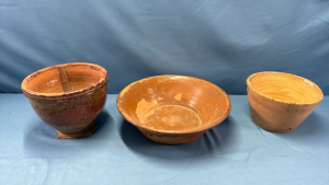 Pottery Bowls and Planter with Condition Issues