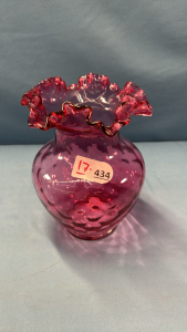 Cranberry Fluted Vase