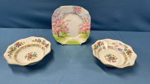 Royal Albert Dessert Plate & 2 Coalport Nappies