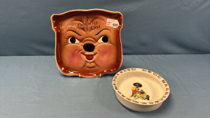 7" Alphabet Child's Bowl & 9" Pig Plate