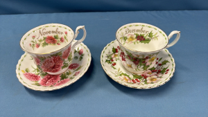 2 Royal Albert Cups & Saucers 