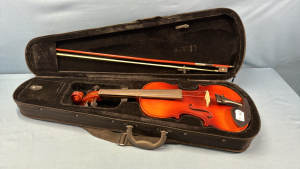 Violin with Bow in Canvas Covered Case