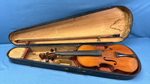 Violin with Bow in Wooden Case