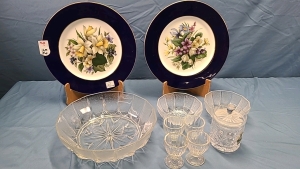 2 Pall Mall Ware 10" Plates , 9" Glass Bowl, 4 Egg Cups etc.