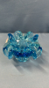 5" Wide Blue Art Glass Dish