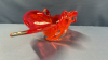 14" Red Art Glass Dish - 4