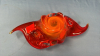 14" Red Art Glass Dish - 6