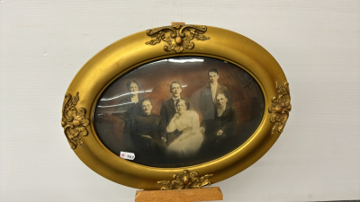 Family Portrait in Oval Frame with Convex Glass