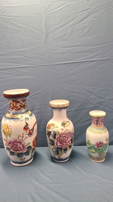 3 Oriental Decor Vases