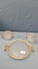 Glass Cream & Sugar on Tray & 3 Plates - 7