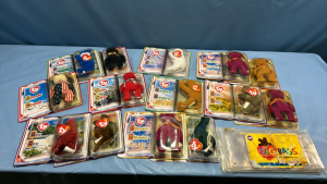 14 Mini Ty Beanie Babies & Qty of Beanie Baby Tag Protectors