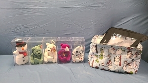 Thirty-One Square Tote w/ Lid & 5 Ty Beanie Babies