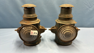 Pair of Dietz Buggy Lamps 8" Wide x 10" High