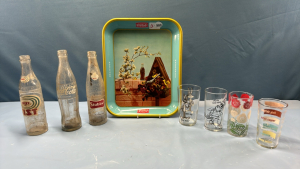 Older Tin Coke Tray and Contents