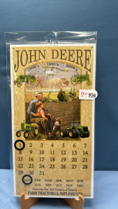 John Deere Tin Eternal Calendar with Magnet Date Indicators