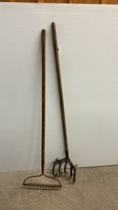 Antique Garden Cultivator and Garden Rake